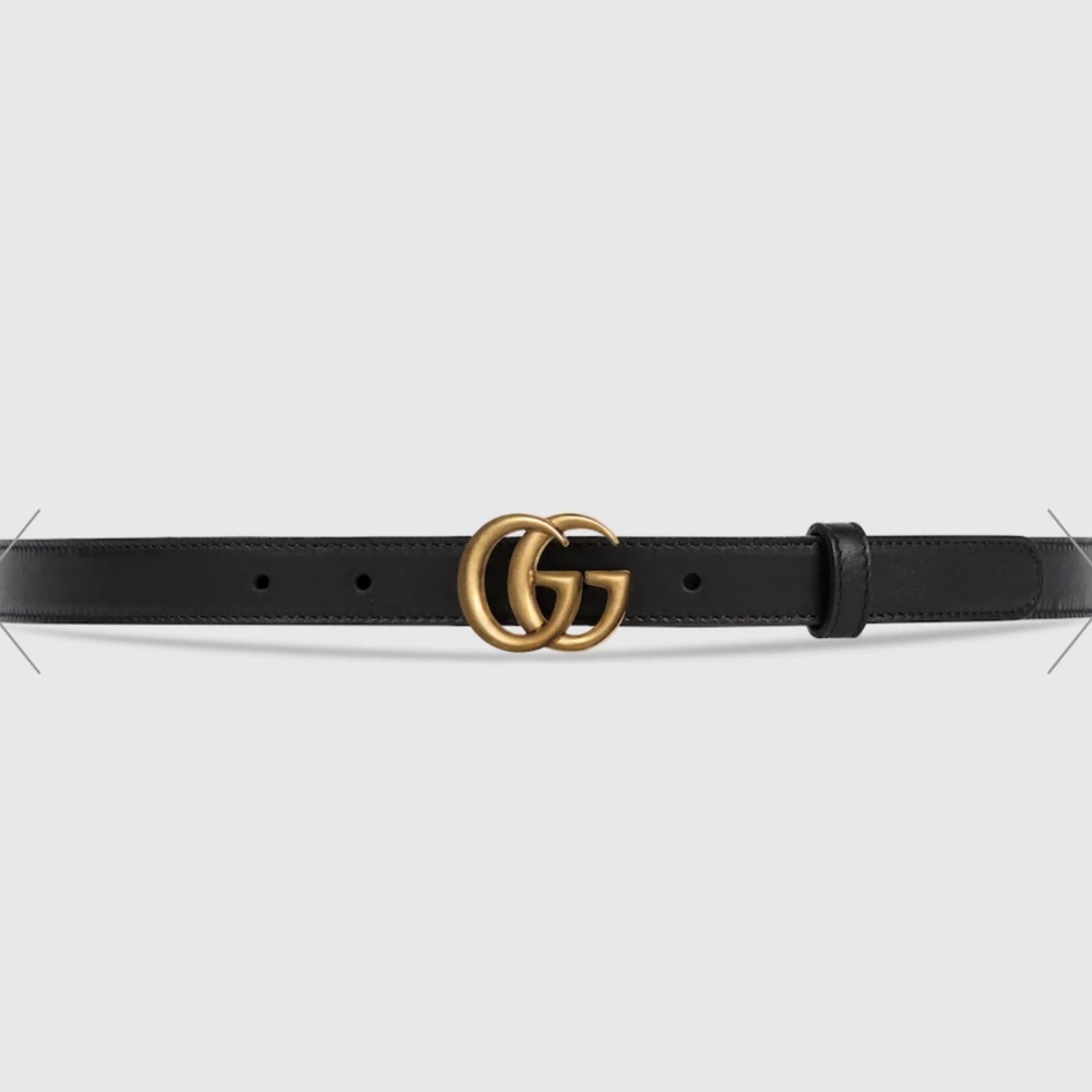 Gucci Double G Black Leather Belt Size 115